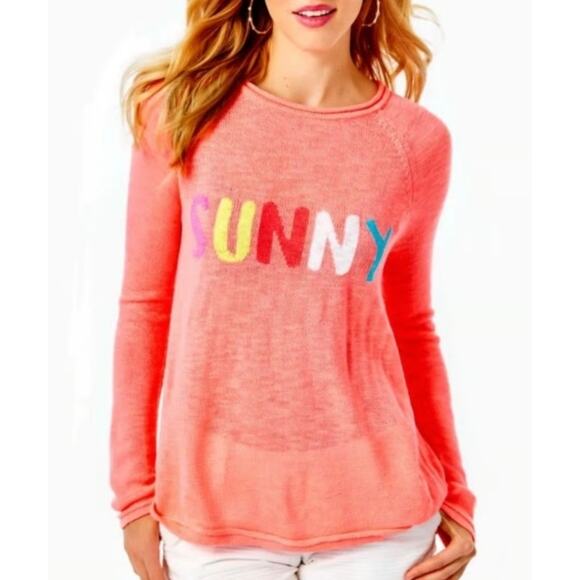 Lilly Pulitzer NWT Small Danette Sweater Papaya Punch Sunny Casual Lightweight - Picture 1 of 10